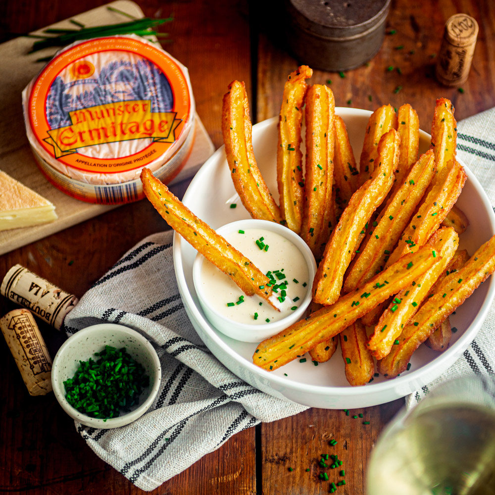 Potato churros with Munster sauce