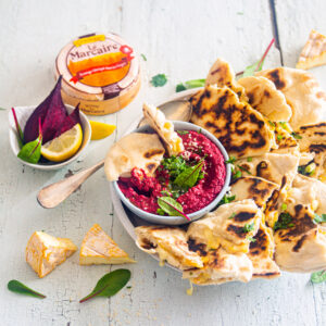 Marcaire cheese naan and beetroot spread