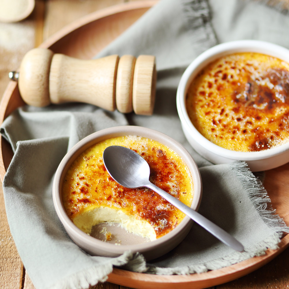 Crème brûlée with Munster cheese