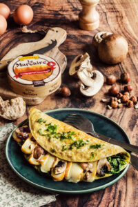 Omelette au Marcaire, champignons et épinard